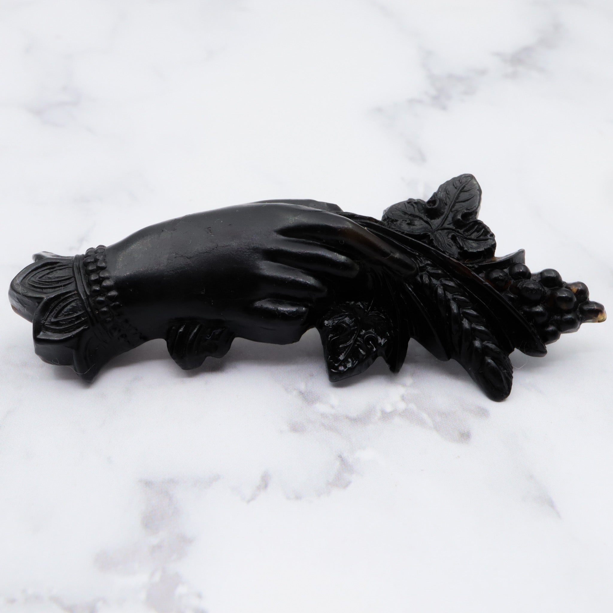 Antique victorian gutta percha love token brooch